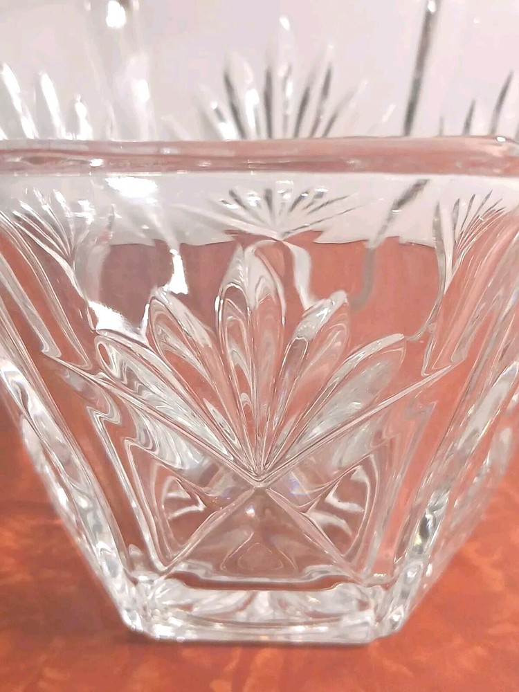 GORHAM CRYSTAL FAN DESIGNS CANDY NUT DISH SEXTAGONAL MARKED