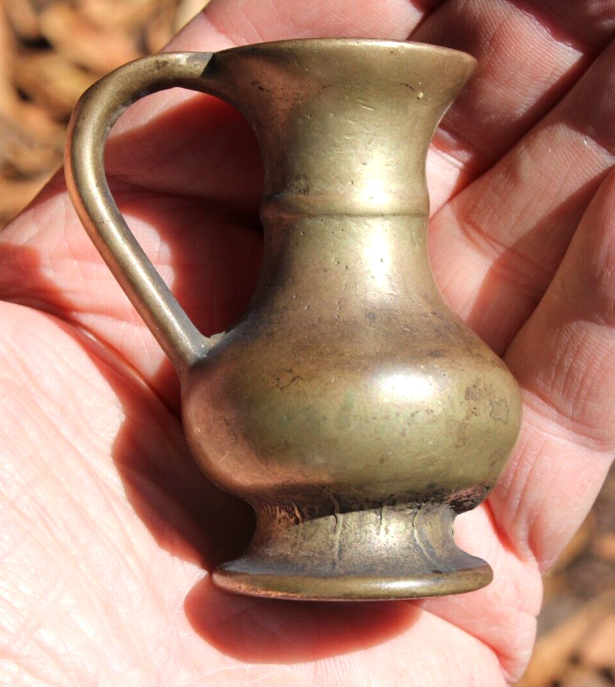 Antique Pitcher with Handle, Jug Solid Brass Small
