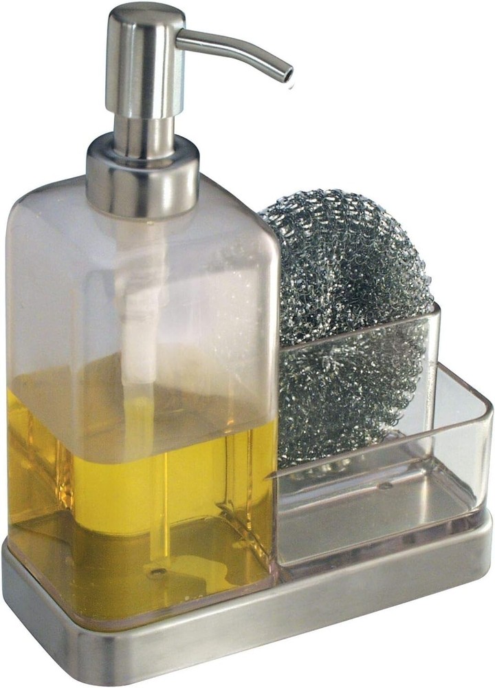 iDesign Forma Plastic Soap Pump with Caddy, Dispenser with Storage Compartmen...