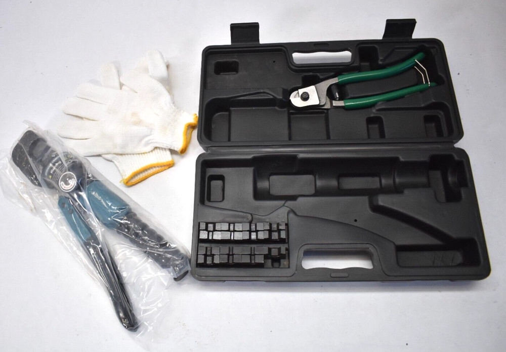 Hydraulic Crimping Tool Set w Gloves & Cable Cutters MISSING ONE PIECE