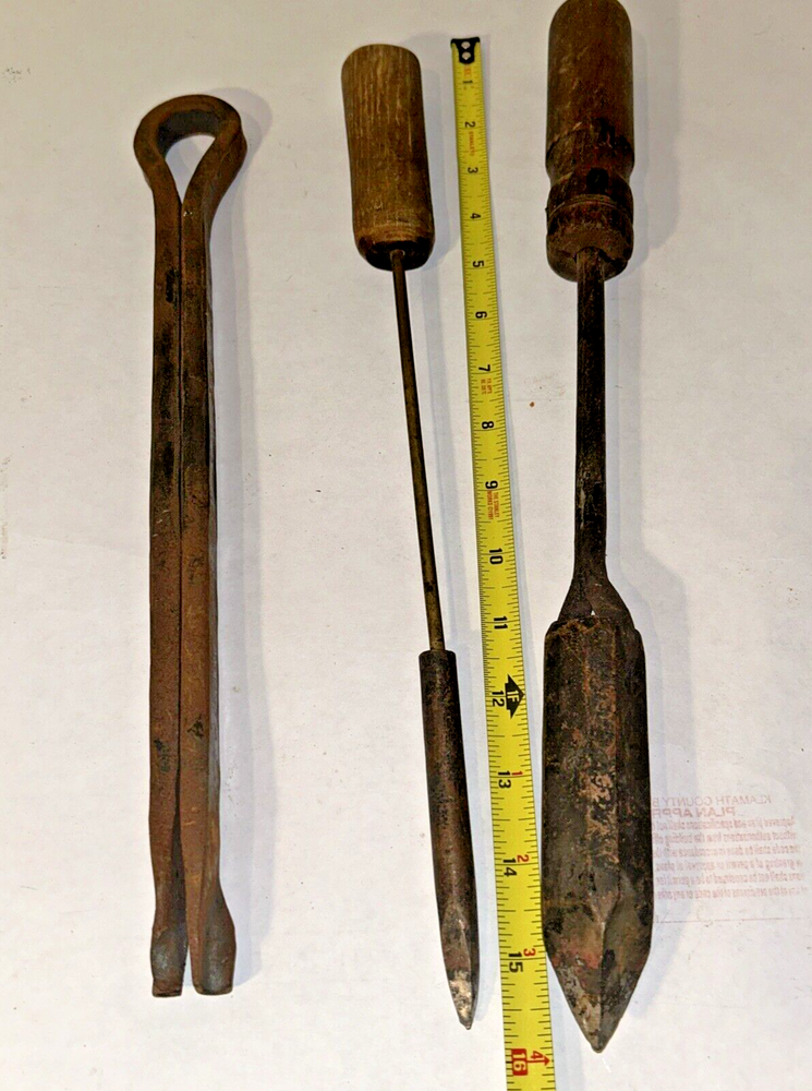 Two Vintage Antique Hand Soldering Irons & other tool