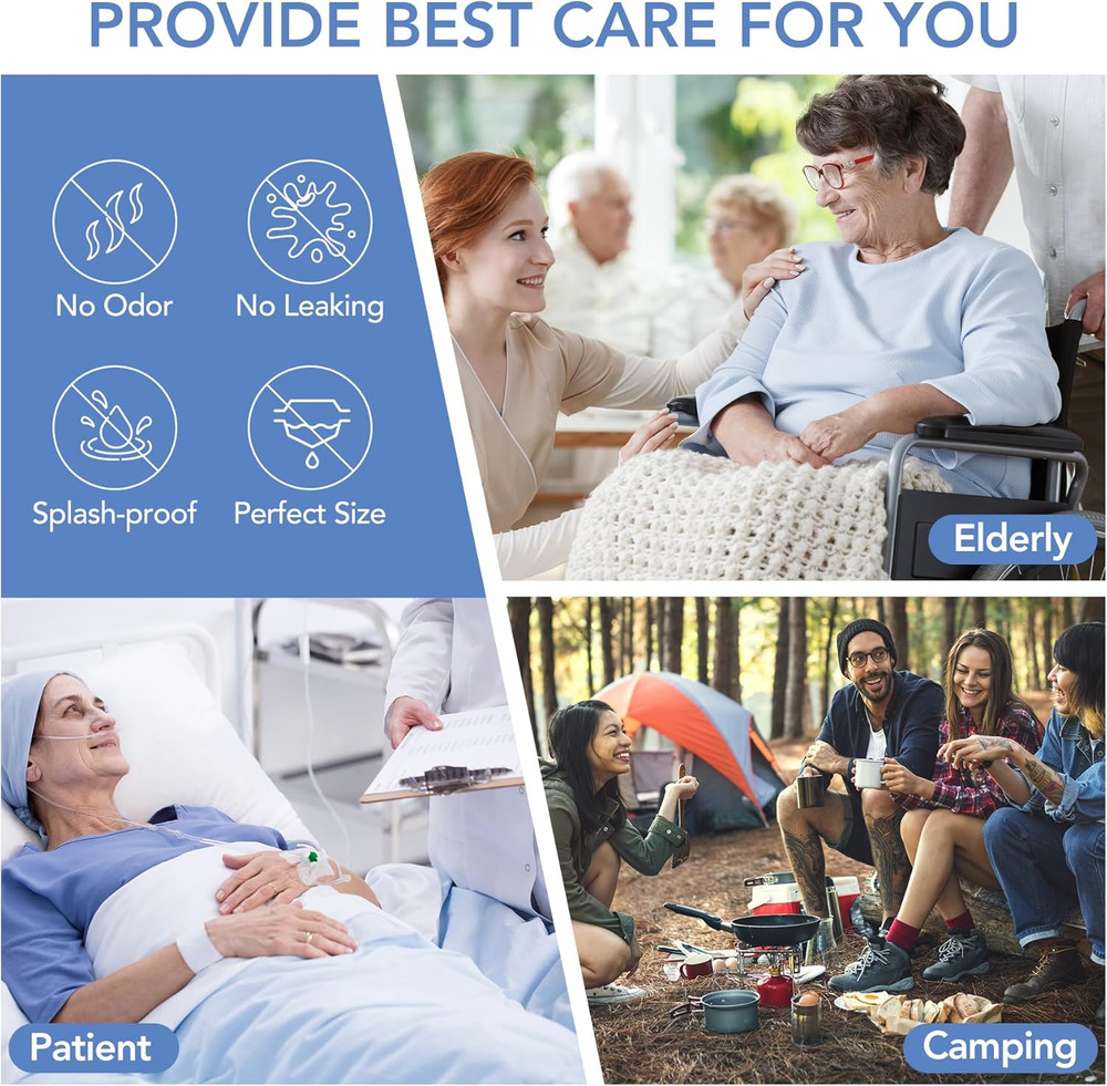 Commode Liners with Super Absorbent Pads - 60 Pack Disposable Bedside Commode Ba