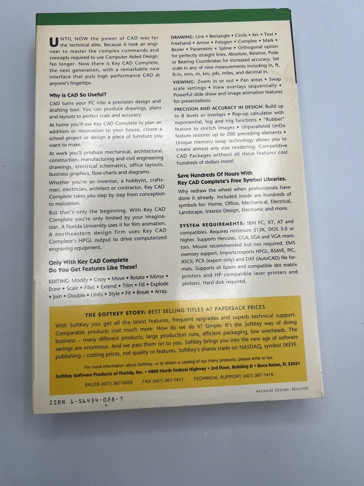 Vintage Key CAD Complete Version 6.0 Softkey Design Software IBM PC 90s