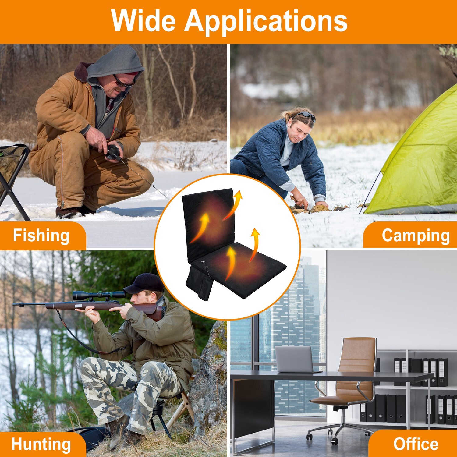 Car Heated Seat Cushion with 20000mAh Battery Pack Heating Pad Winter Heat Mat