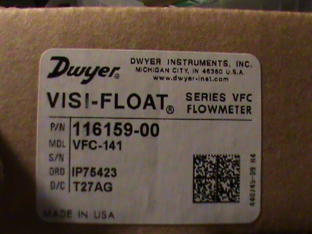 DWYER INSTRUMENTS, VFC-141, VISI-FLOAT FLOWMETER, New