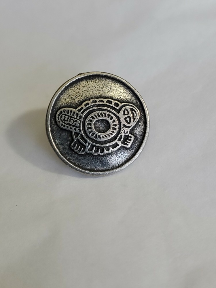 Stylised Turtle Lapel Hat Jacket Pin Marked Pewter