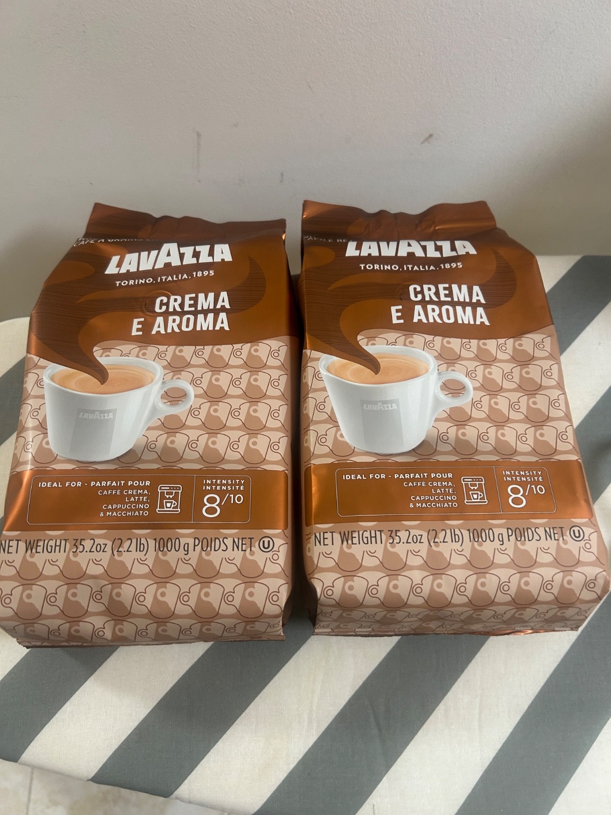 2 Lavazza Crema E Aroma Whole Bean Coffee Blend, 2.2-Pound Bag ,