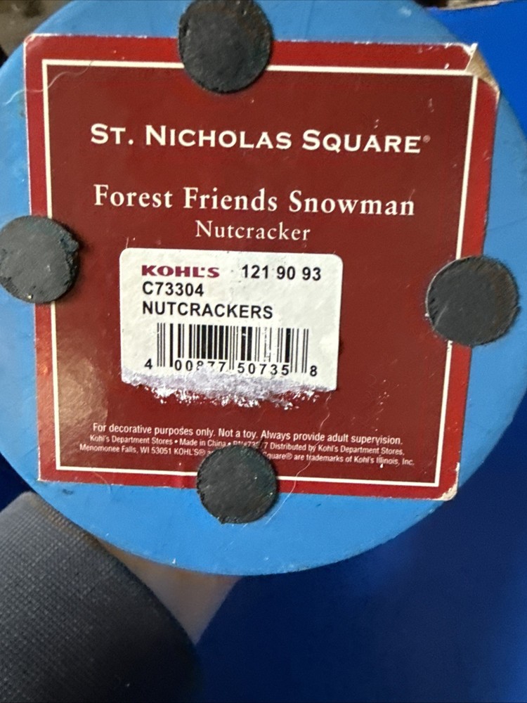 St. Nicholas Square Large Snowman Nutcracker! GUC! 14”