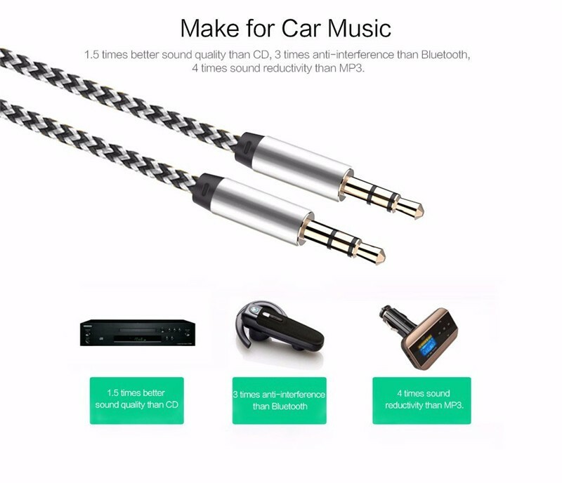2PACK Aux Cord 3.5mm Male to Male Auxiliary Audio Cable For Car Headphone iPhone