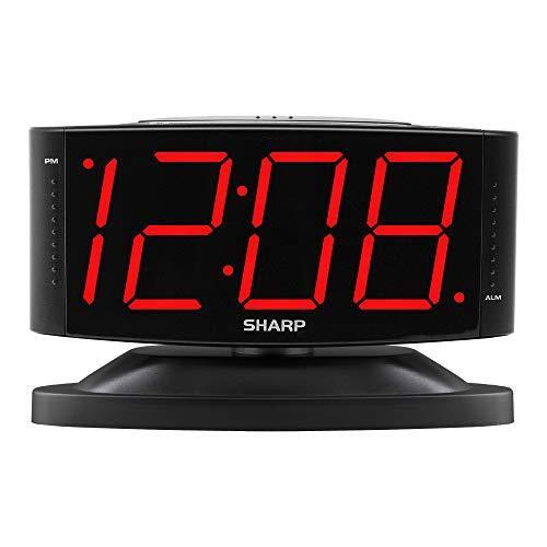 SHARP Home LED Digital Alarm Clock – Swivel Base - Outlet Powered, Simple