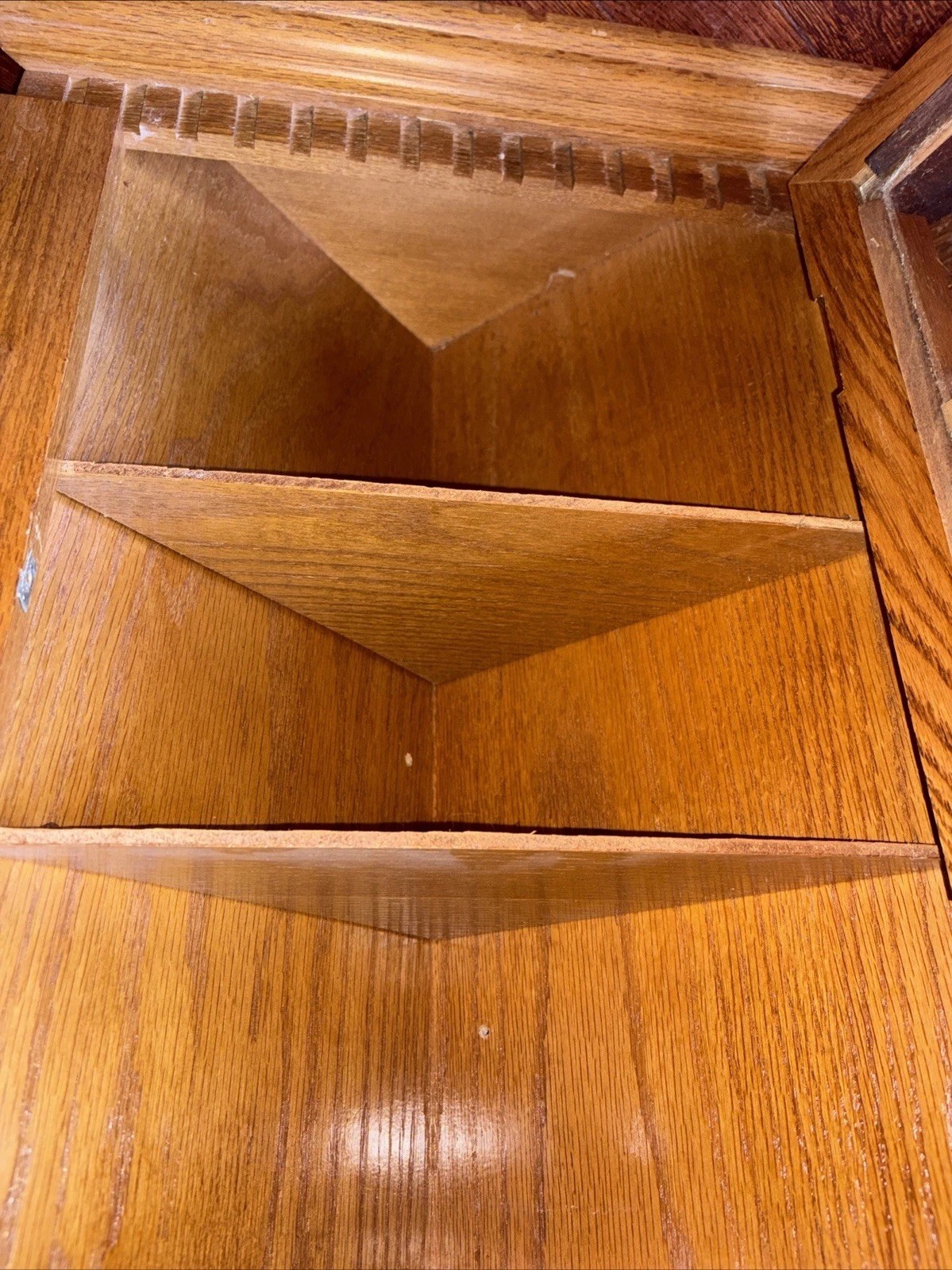 Vintage Oak Curio Corner Cabinet Shelf Display Farmhouse