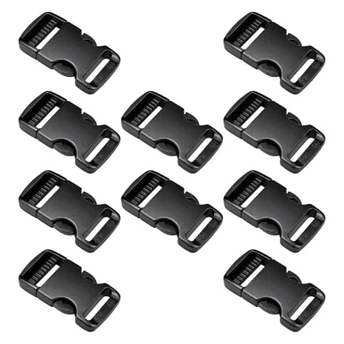 Plastic Single Adjustable Side Release Buckles – 1.5", 10 pack Black