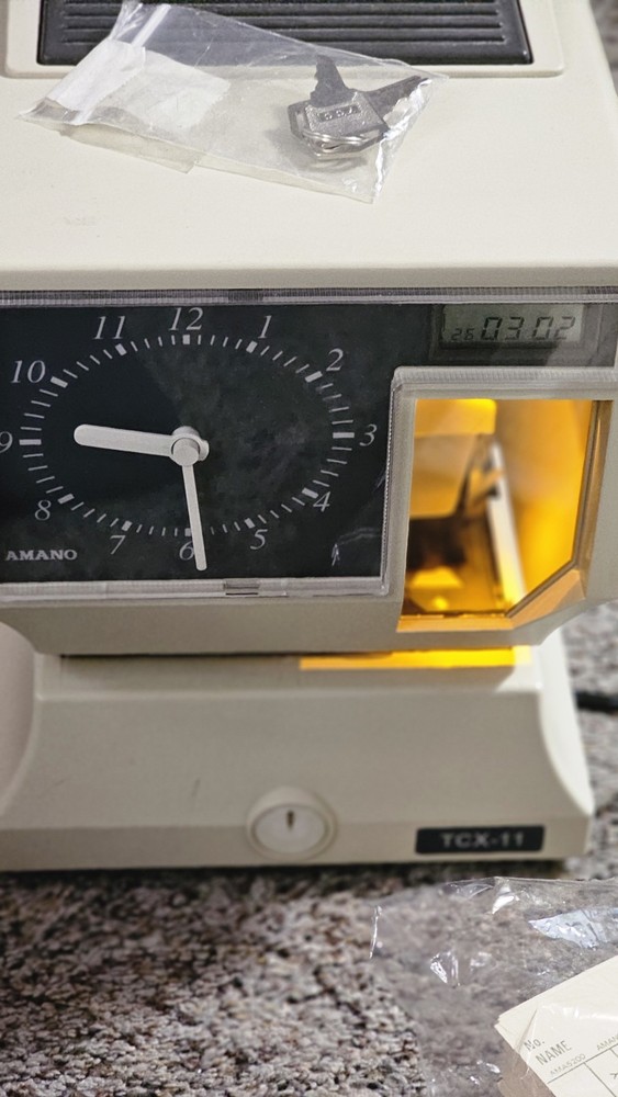 Amano TCX-11 Electronic Time Clock | Tested & Working | Includes Keys & Cards