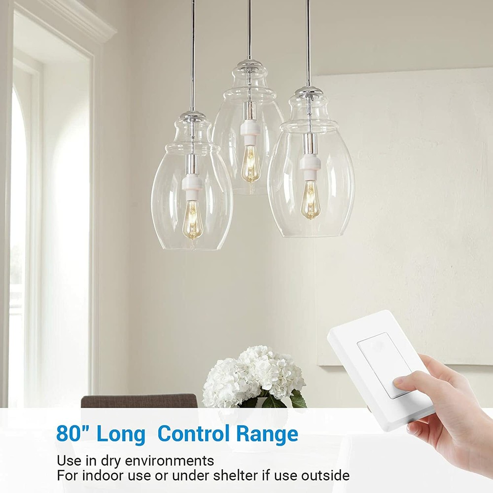 DEWENWILS Remote Control Light Socket 2 Wall Mounted Controllers and 1 Bulb Base