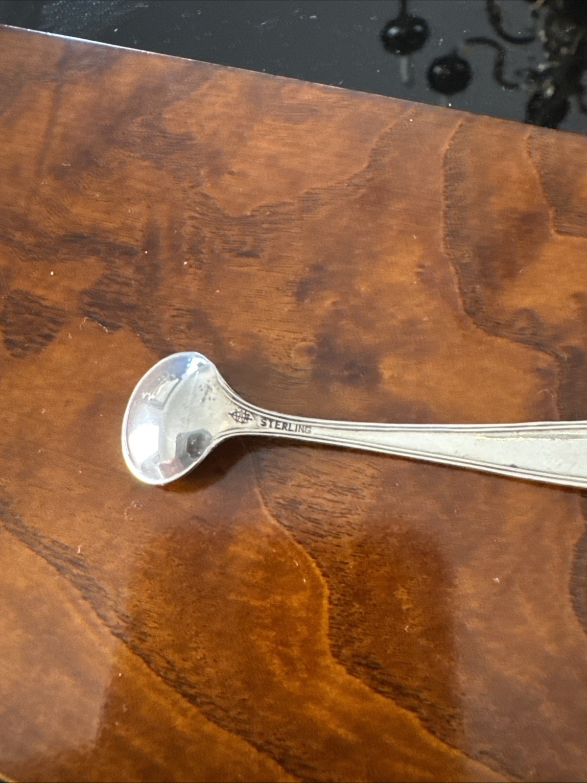 Silver Salt Cellar Beaded Rim ,Ball Footed With Sterling Salt Spoon