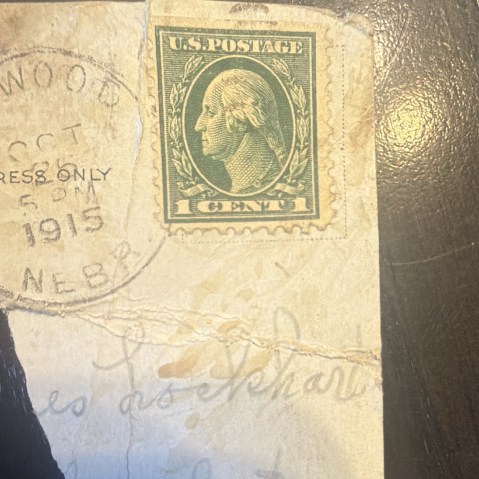 United States 1 Cent Green Postal History Cover Nebraska 1911-1920 Handstamped
