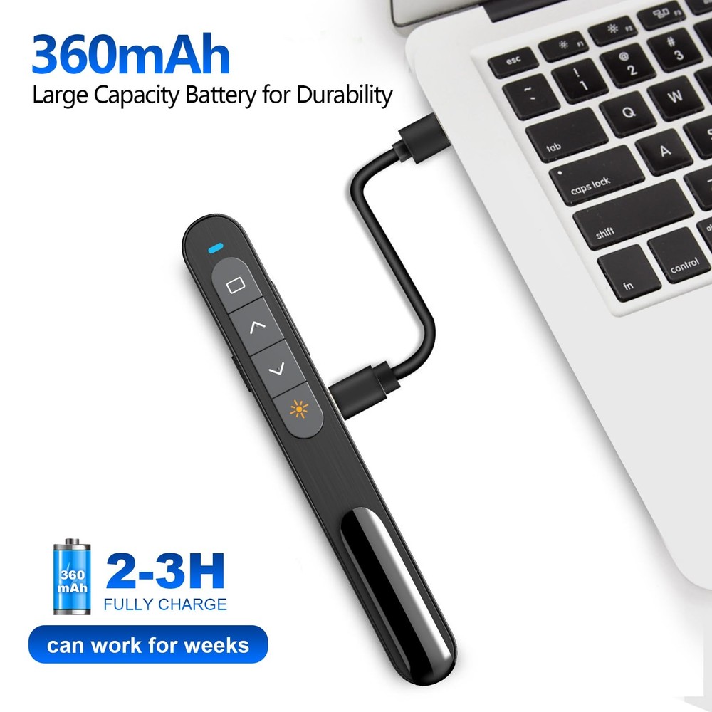 N76 Rechargeable Presentation clicker, Long Range Presentation Remote, Wirele...