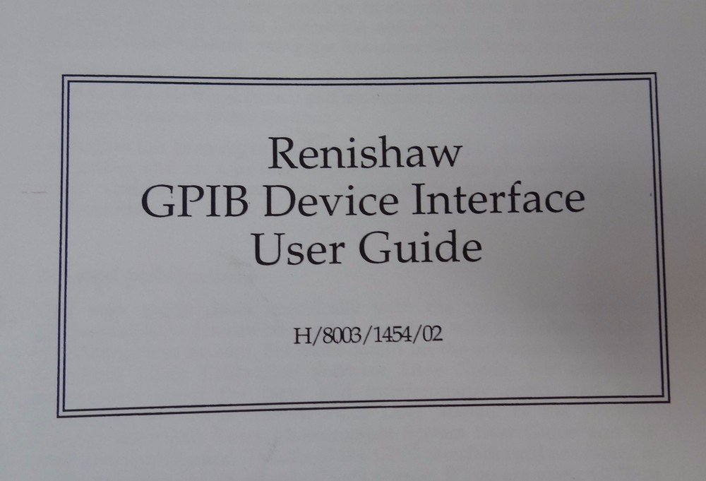 RENISHAW GPIB DEVICE INTERFACE USER GUIDE H/8003/1454/02