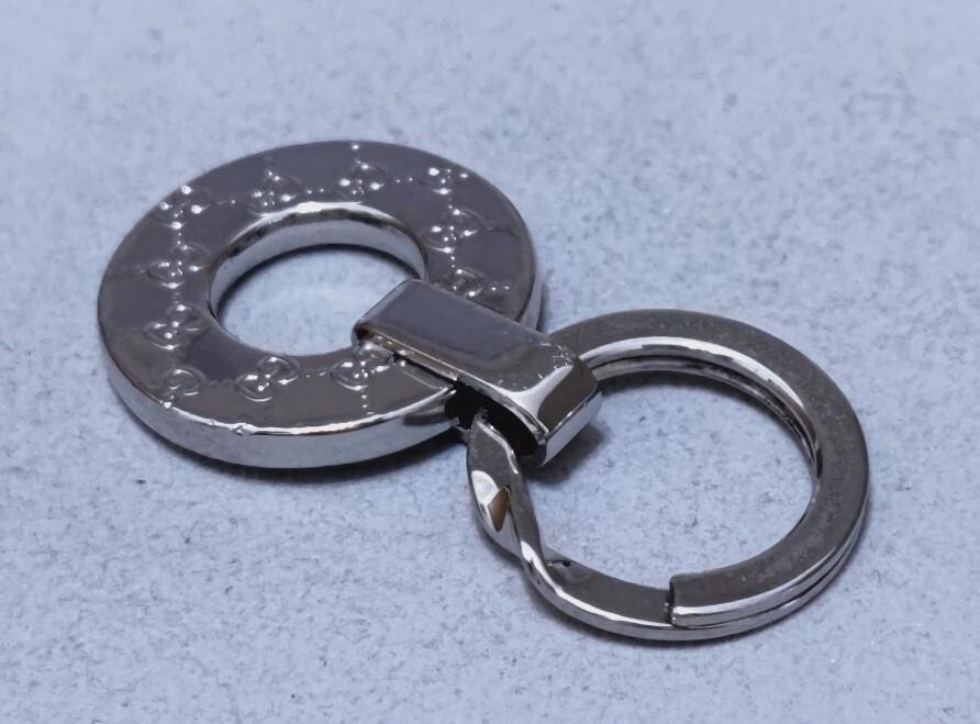 GUCCI Key Ring Silver GG Logo Pattern USED Auth Rare #9230