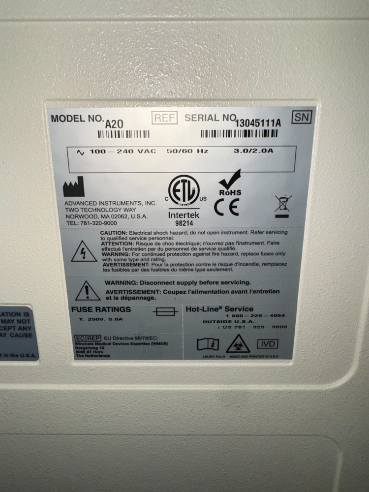 Advanced Instruments A20 Osmometer #17429