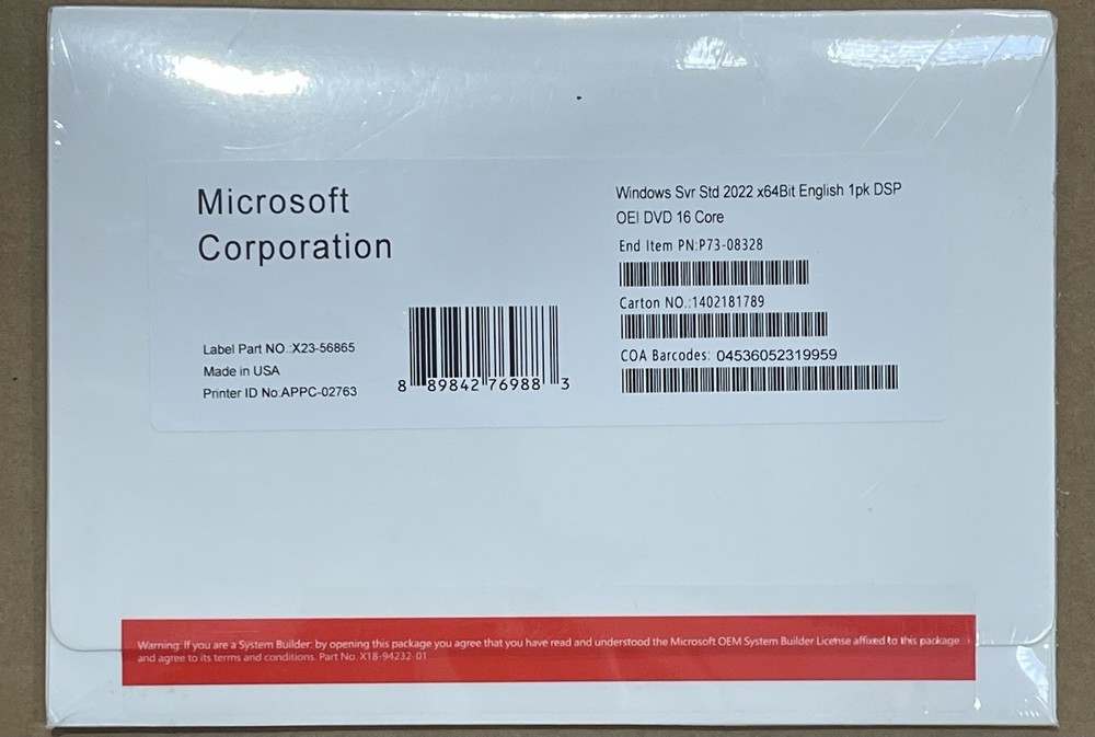 Microsoft Windows Server 2022 License Operating System - P73-08328