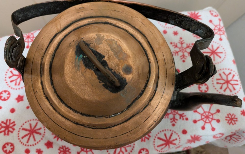 Antique Middle Eastern Engraved Brass Copper Tea Kettle