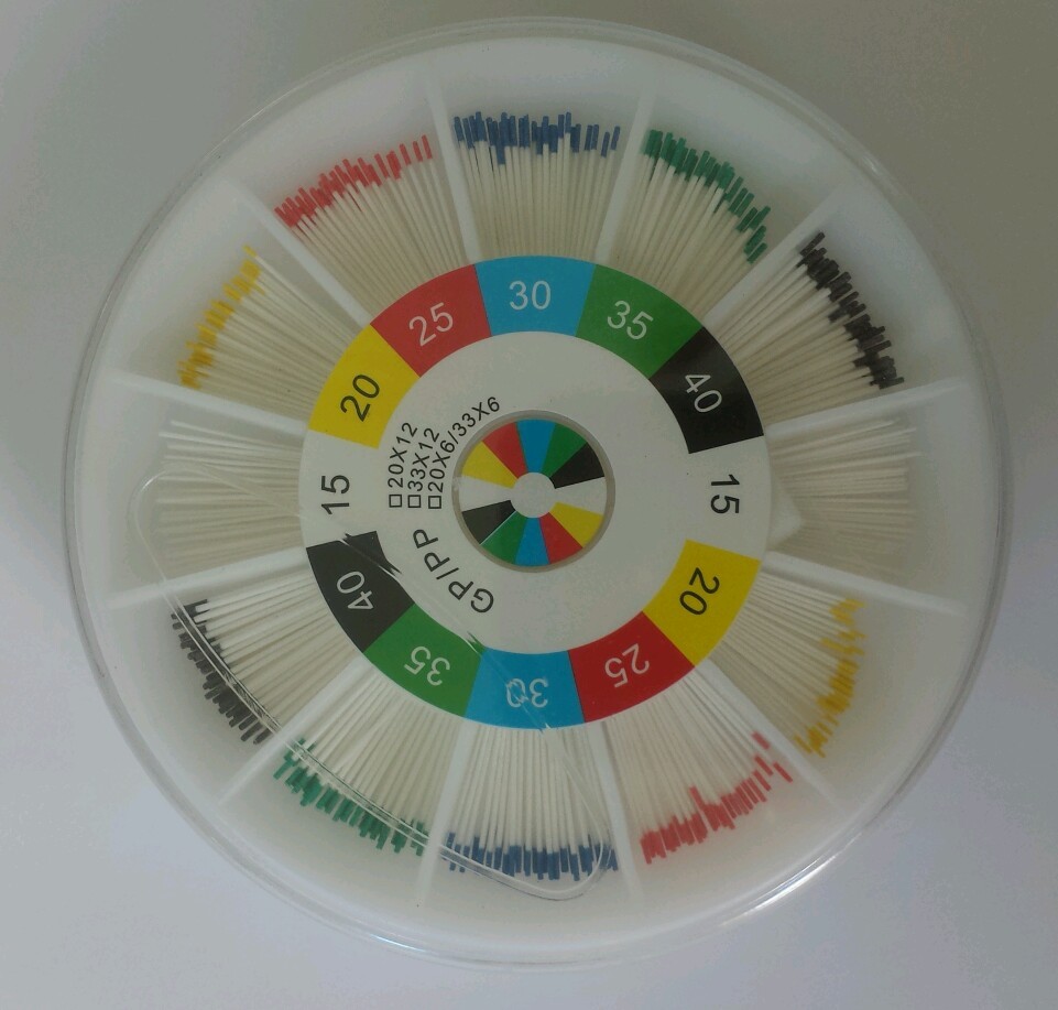 Absorbent Paper Points Assorted Round Kit 15-40 / 400 Total Points Color Coded