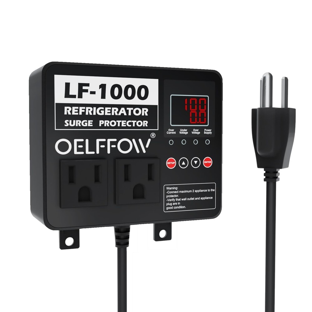 OELFFOW Refrigerator Surge Protector, Time Delay and Real-time Display, Volta...