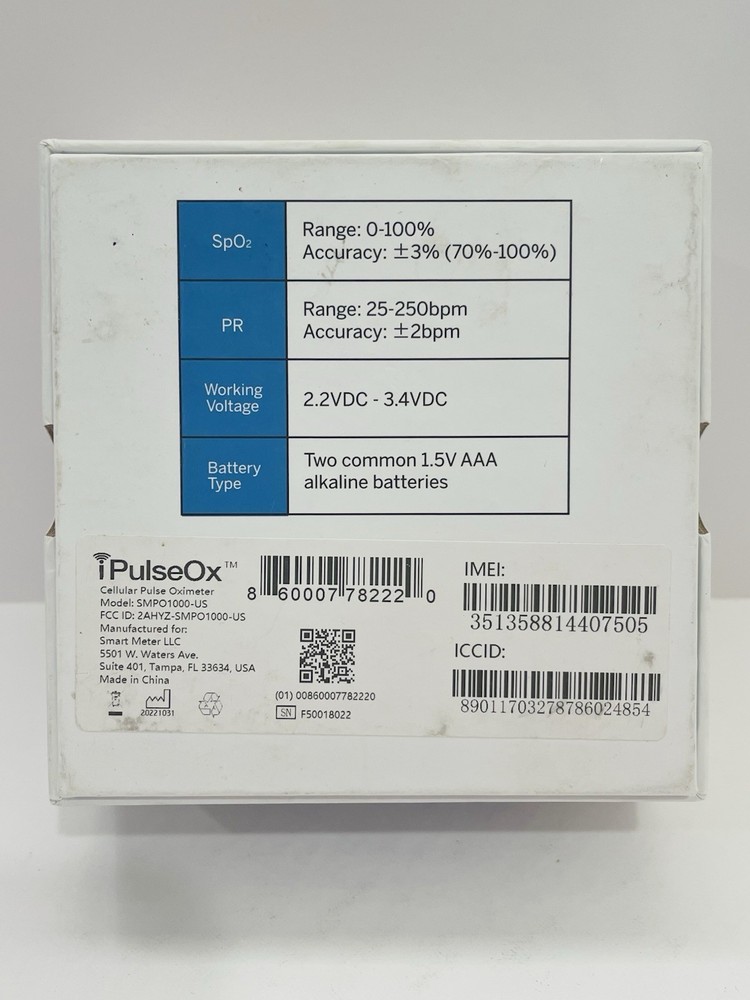 IPulseOx - Cellular Connected Pulse Oximeter System