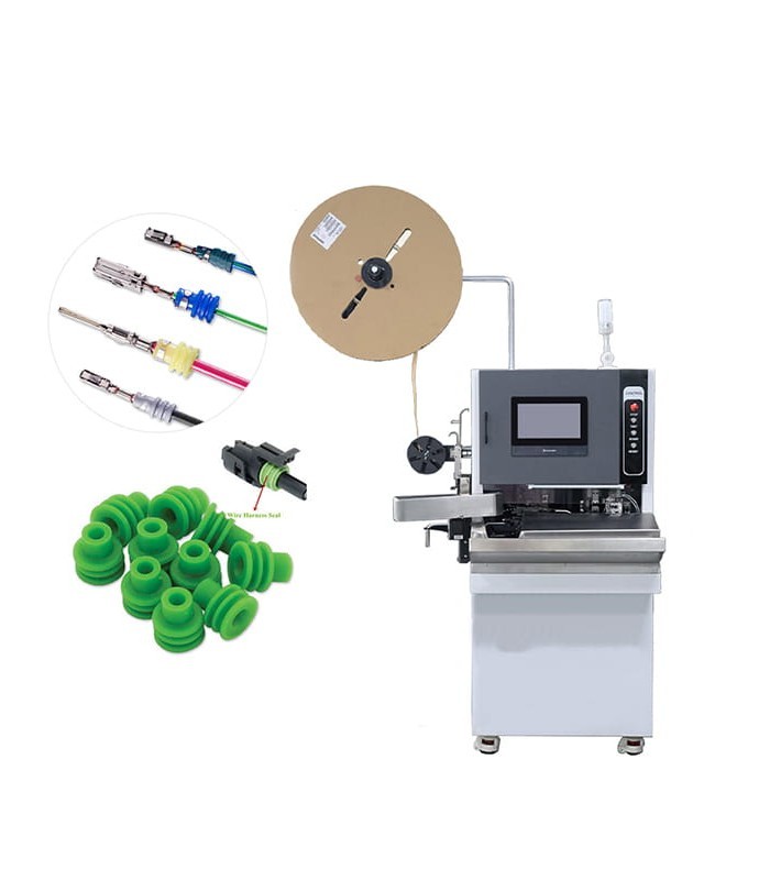 Semi-automatic machine for cutting, peeling, crimping and inserting connection