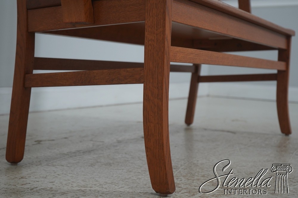 72209: Arts And Crafts Style Solid Oak Slat Back Bench
