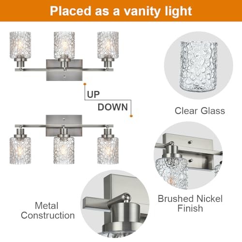 Brushed Nickel Semi Flush Mount Ceiling Light with Rotatable 3 Light