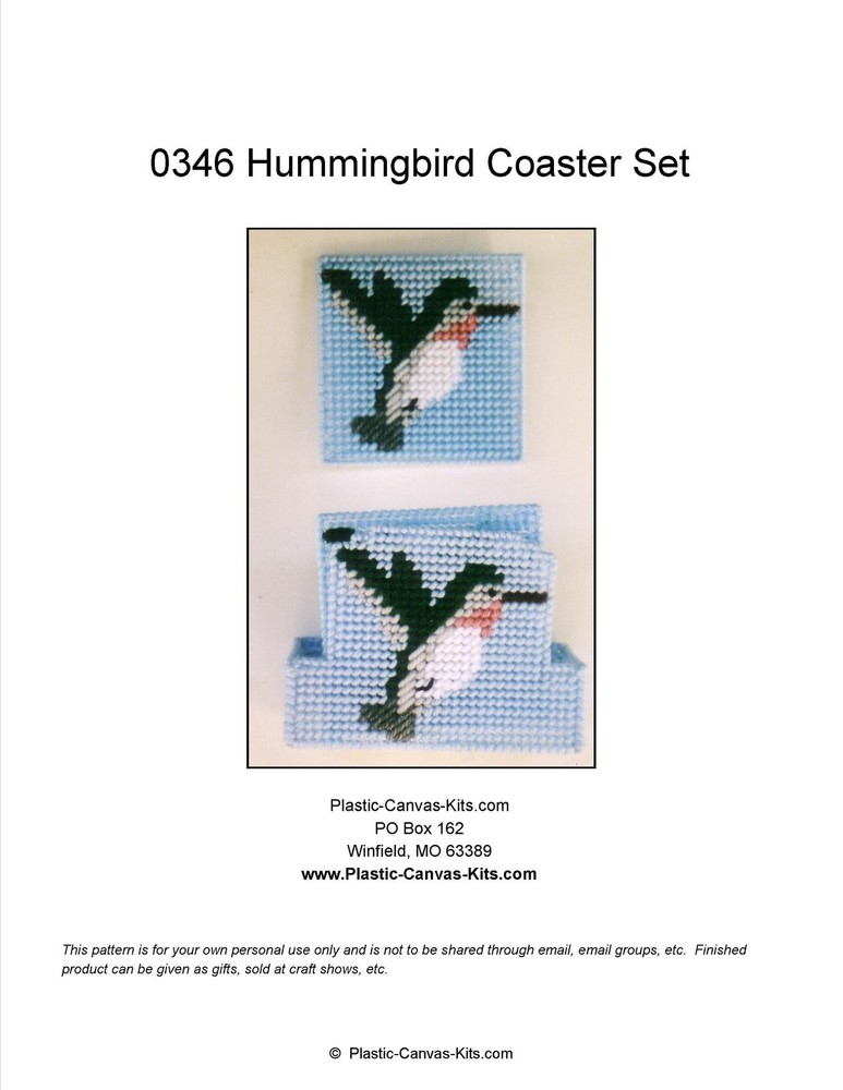 Hummingbird Coaster Set-Plastic Canvas Pattern or Kit