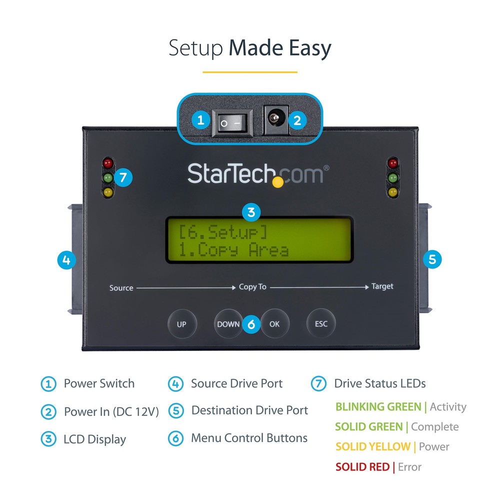 StarTech 2.5/3.5? SATA Hard Drive Duplicator w/ Multi HDD/SSD Image Backup