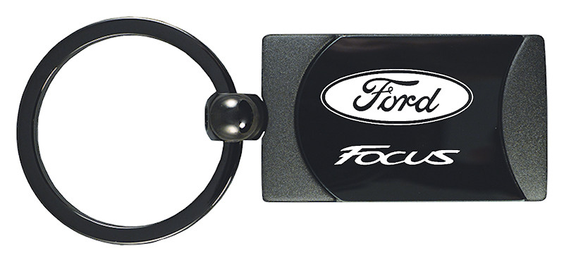 Ford Focus Two-Tone Rectangular Key Chain (Gun Metal)