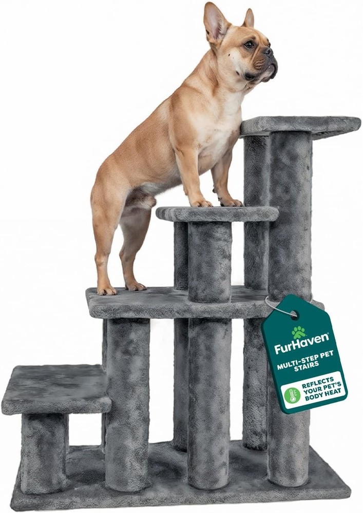 Steady Paws Multi-Step Pet Stairs High Beds & Sofas Gray 3-Step