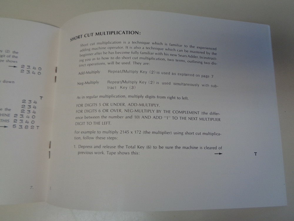 Vintage Original Sears Adding Machine Instruction Manual Booklet
