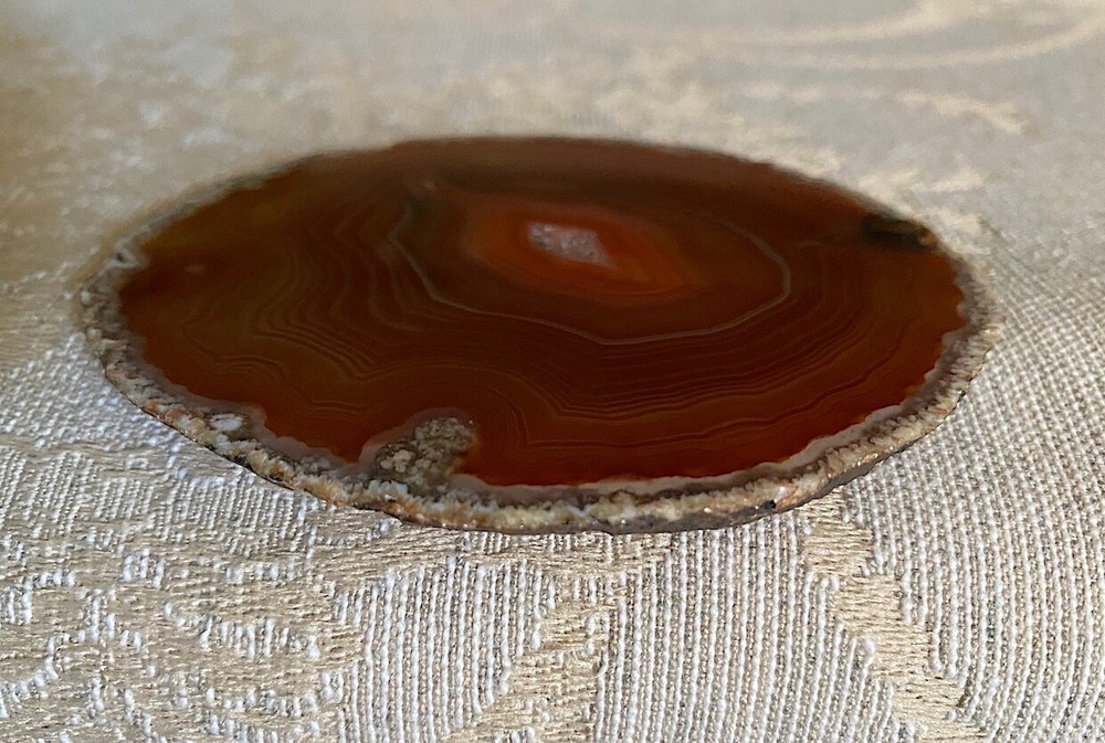Stone Turtle Figurine on Agate Slice (#A)