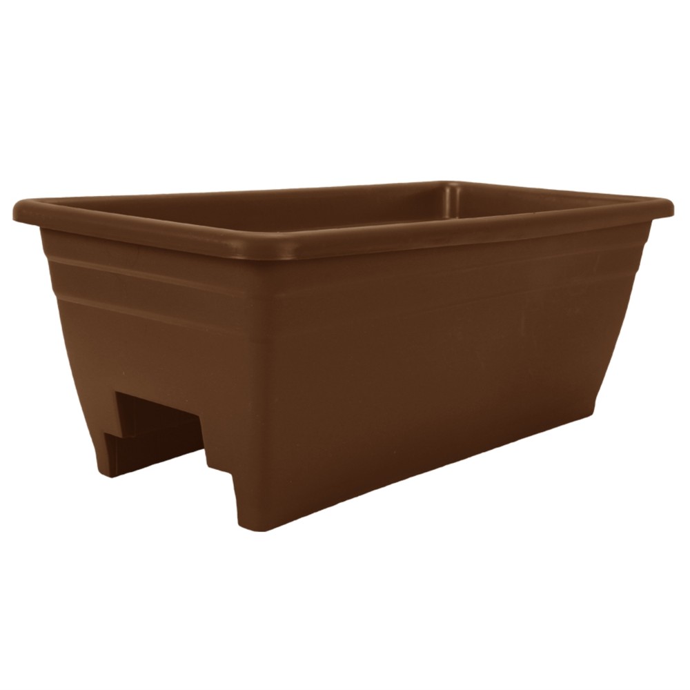 HC Co. (SPX24DBE21) Plastic Deck Rail Planter Box, Chocolate - 24" (2 Pack)