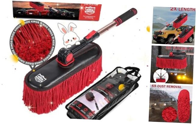 Car Duster Exterior Scratch Free with Extendable Handle,Wax Cuttingredduster2