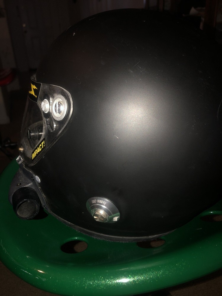 Impact Champ Racing Black Helmet, Medium Size Used.