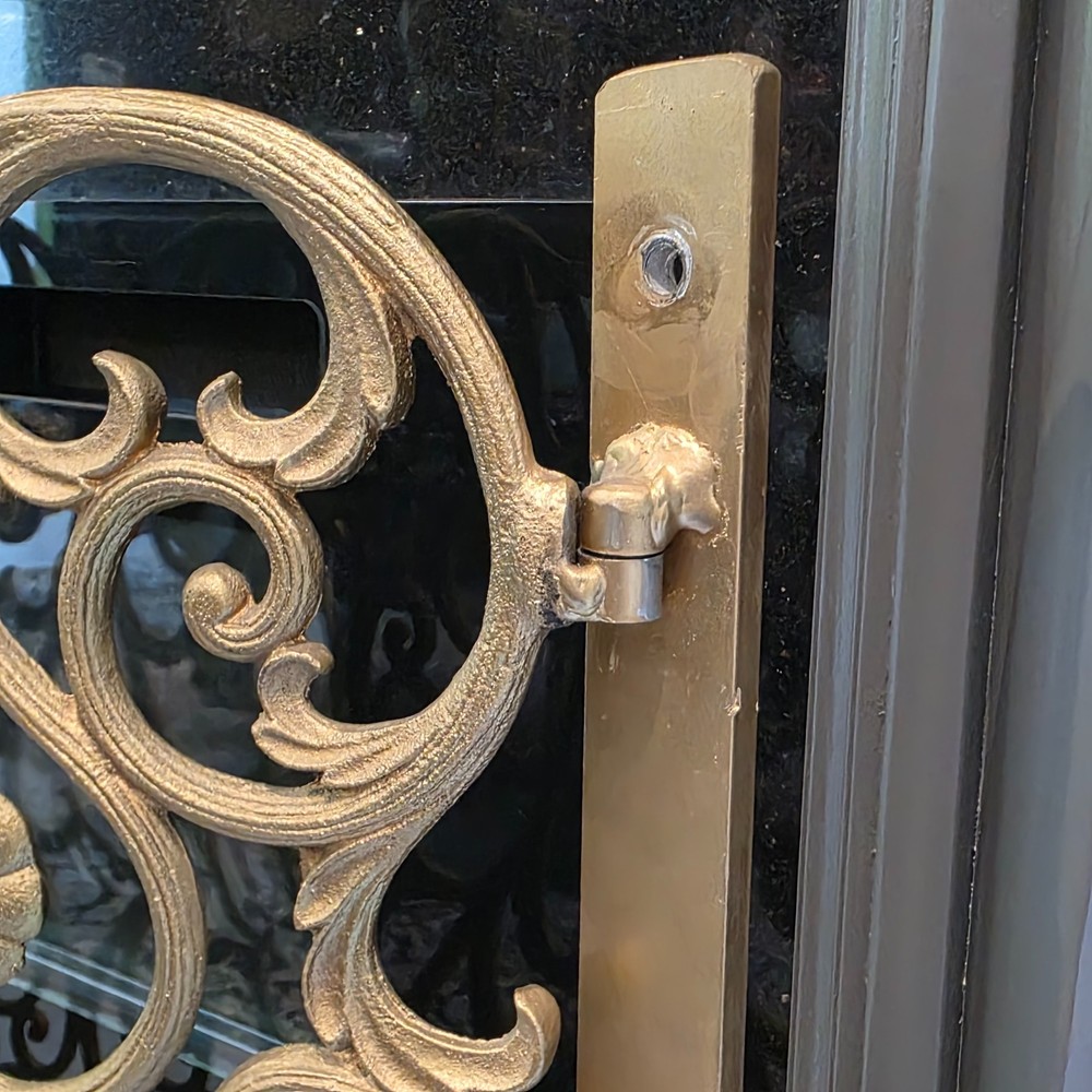 VINTAGE GILT-METAL FIREPLACE SCREEN or MOUNTED GATE
