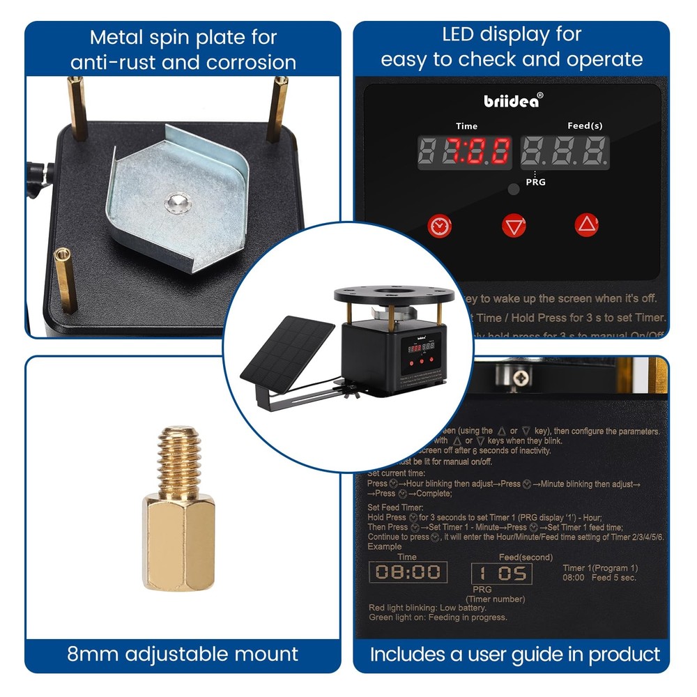 briidea Deer Feeder Timer with Integrated Solar Panel, Digital Automatic Deer...