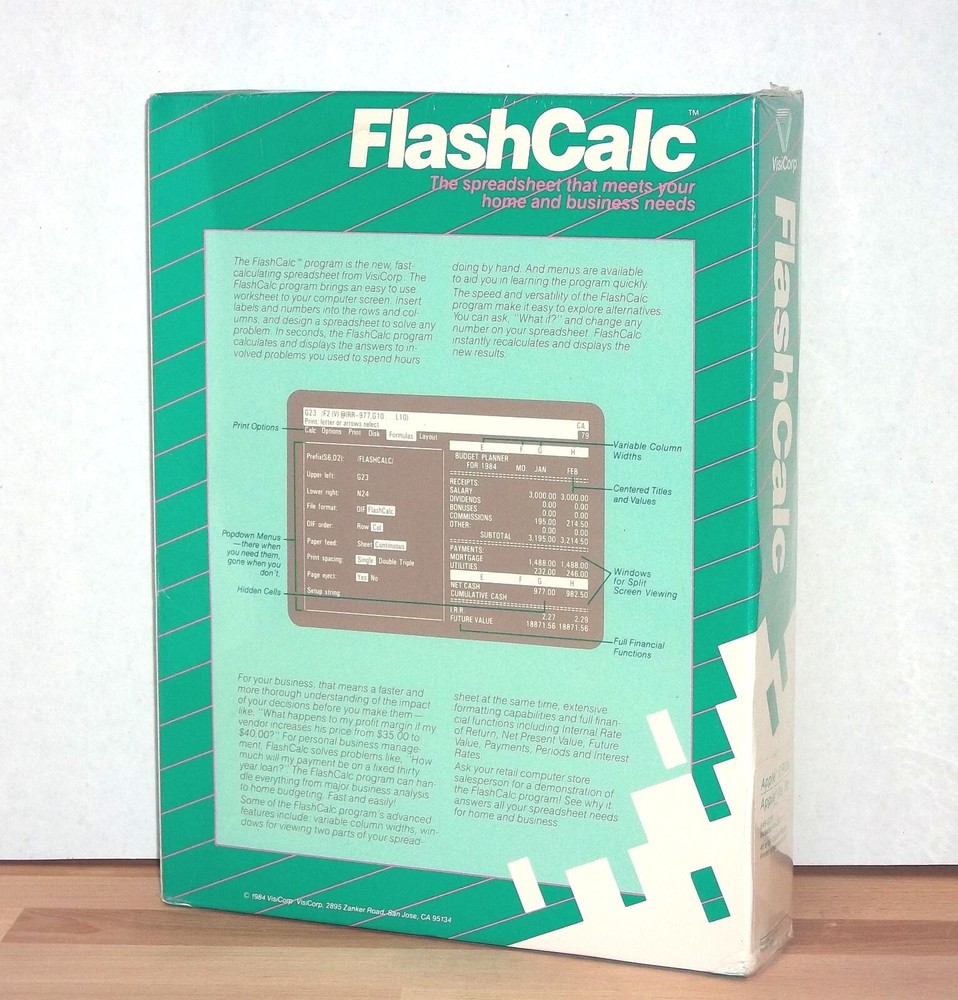 ✅ 🍎 FlashCalc Spreadsheet Program from Visicorp for Apple IIe IIc IIGS