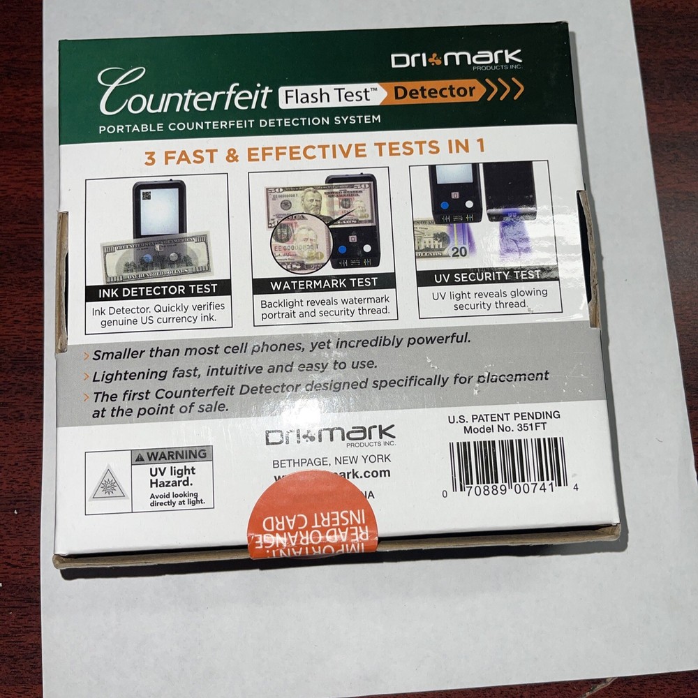 Dri Mark Flash Test Counterfeit Detector - Ultraviolet, Watermark, Ink - 1