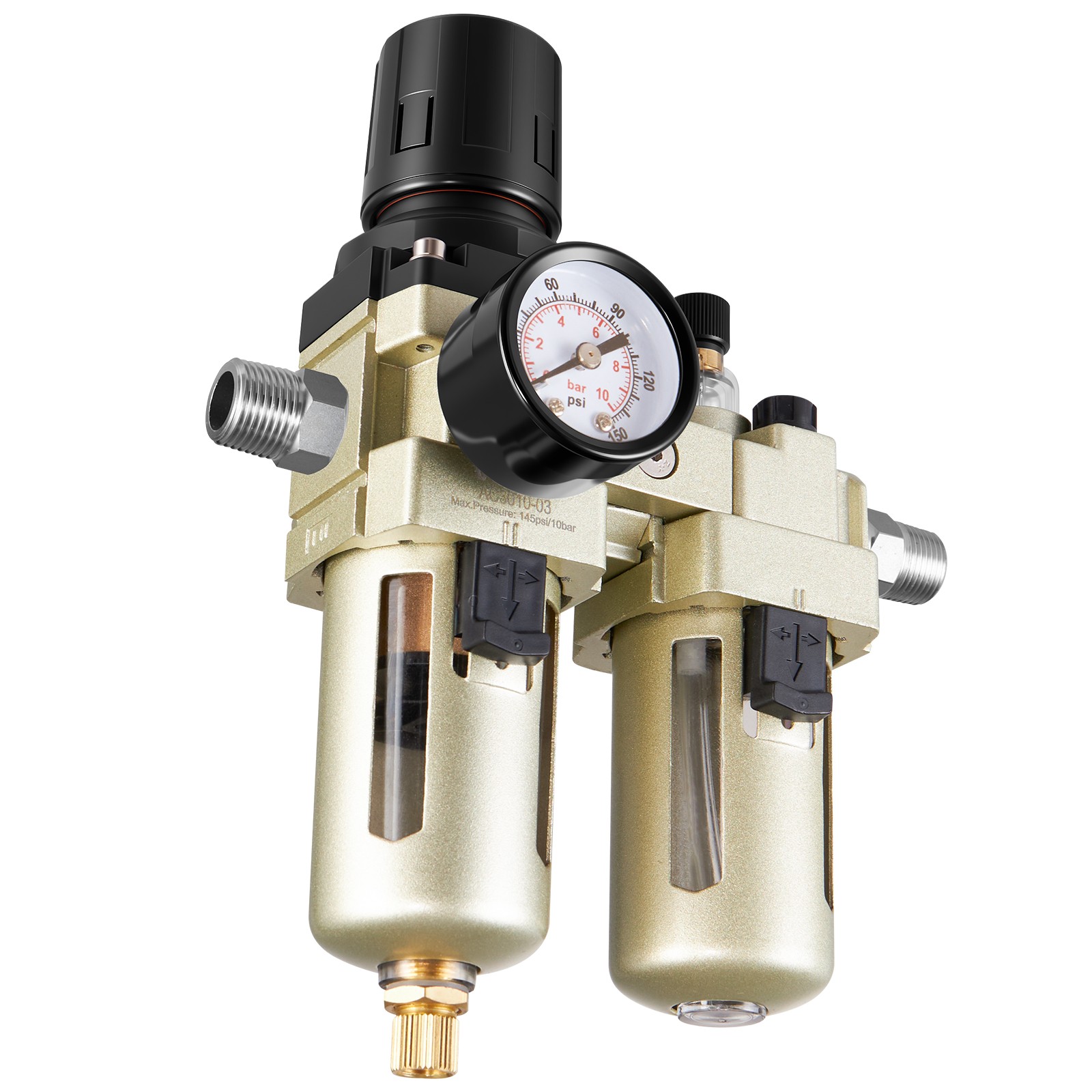 Uimoso Air Compressor Filter Regulator Lubricator 3/8" NPT Semi-Auto 145 PSI Max