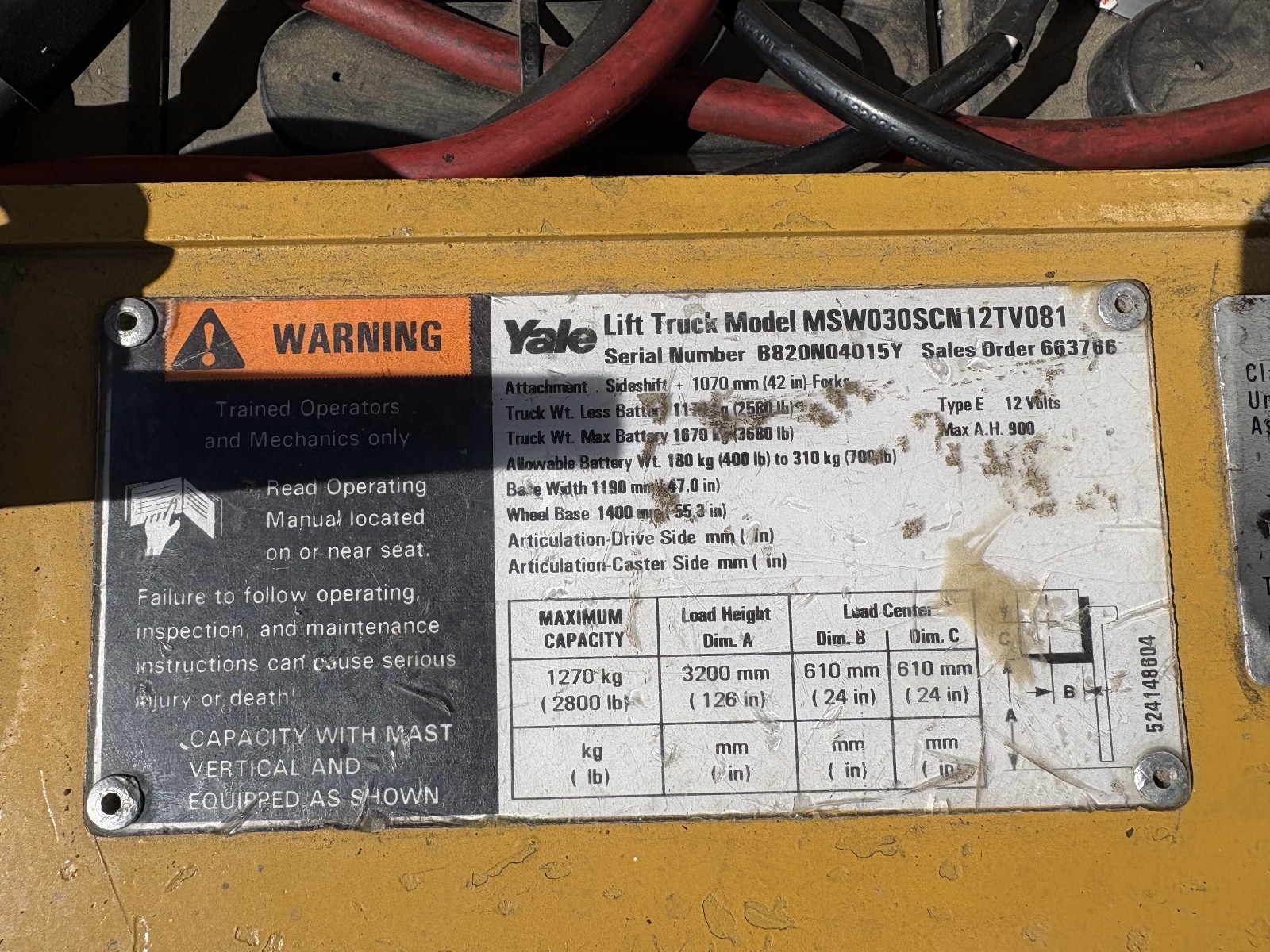 Yale MSW030SCN, 2800 LB, 2-Stage Mast 130”, Electric Pallet Stacke