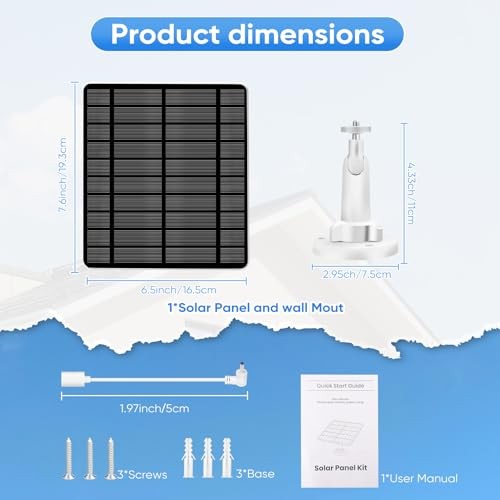 Solar Panel 5W for Camera，Compatible with Spotlight Cam/Pro/Plus two type c