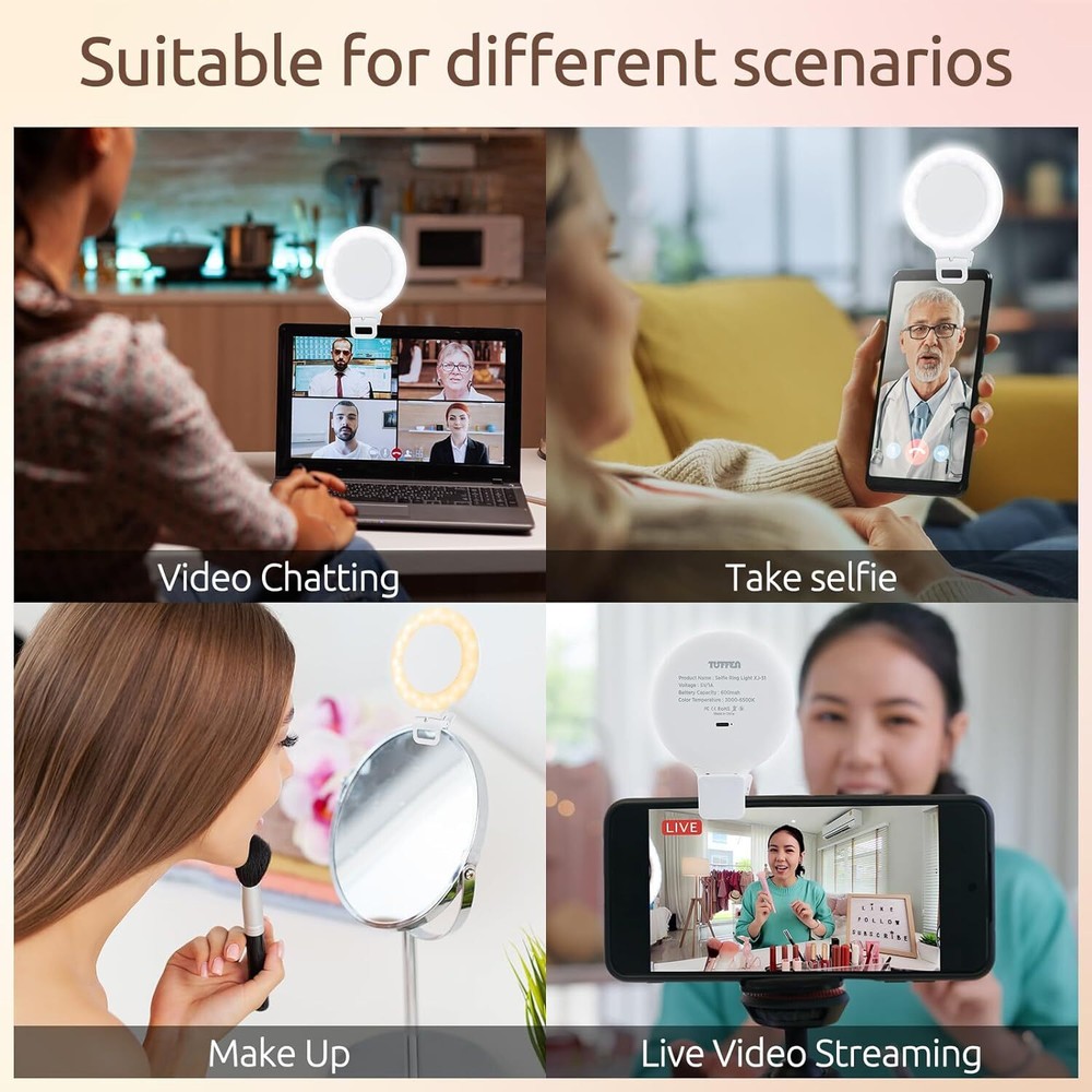 Tuffen Ring Light Selfie Light Portable Rechargeable Touch Panel Light 3 Model