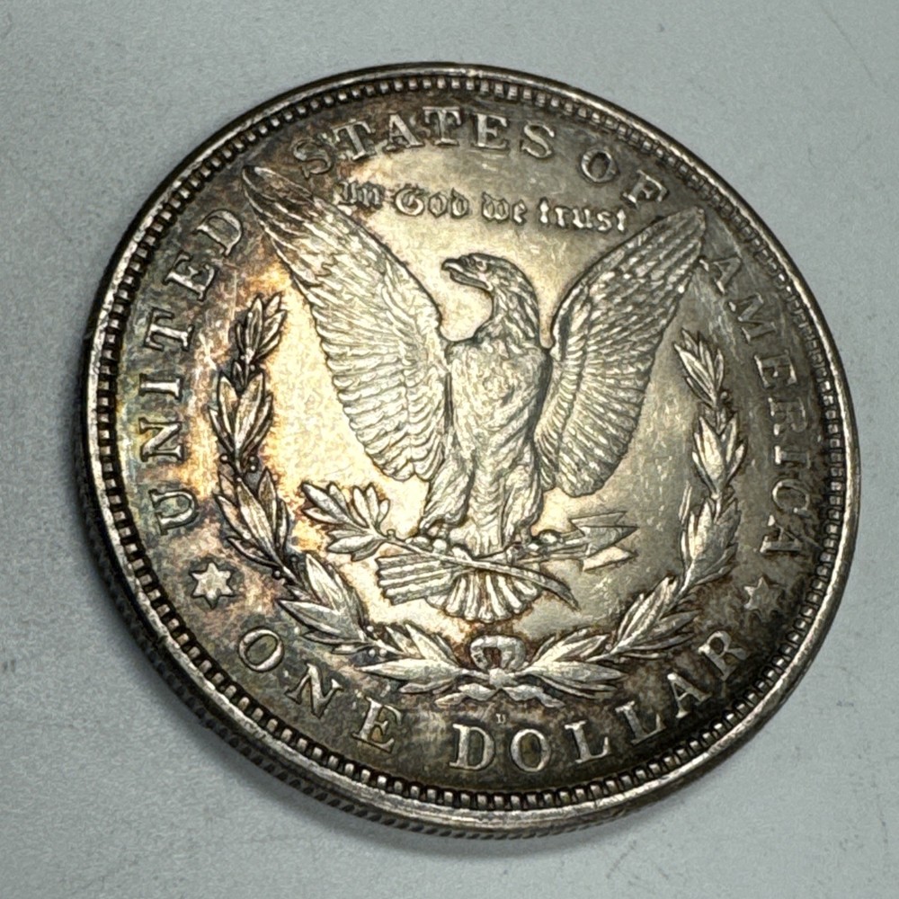 1921-D $1 Morgan Silver Dollar Uncirculated Rainbow Toning